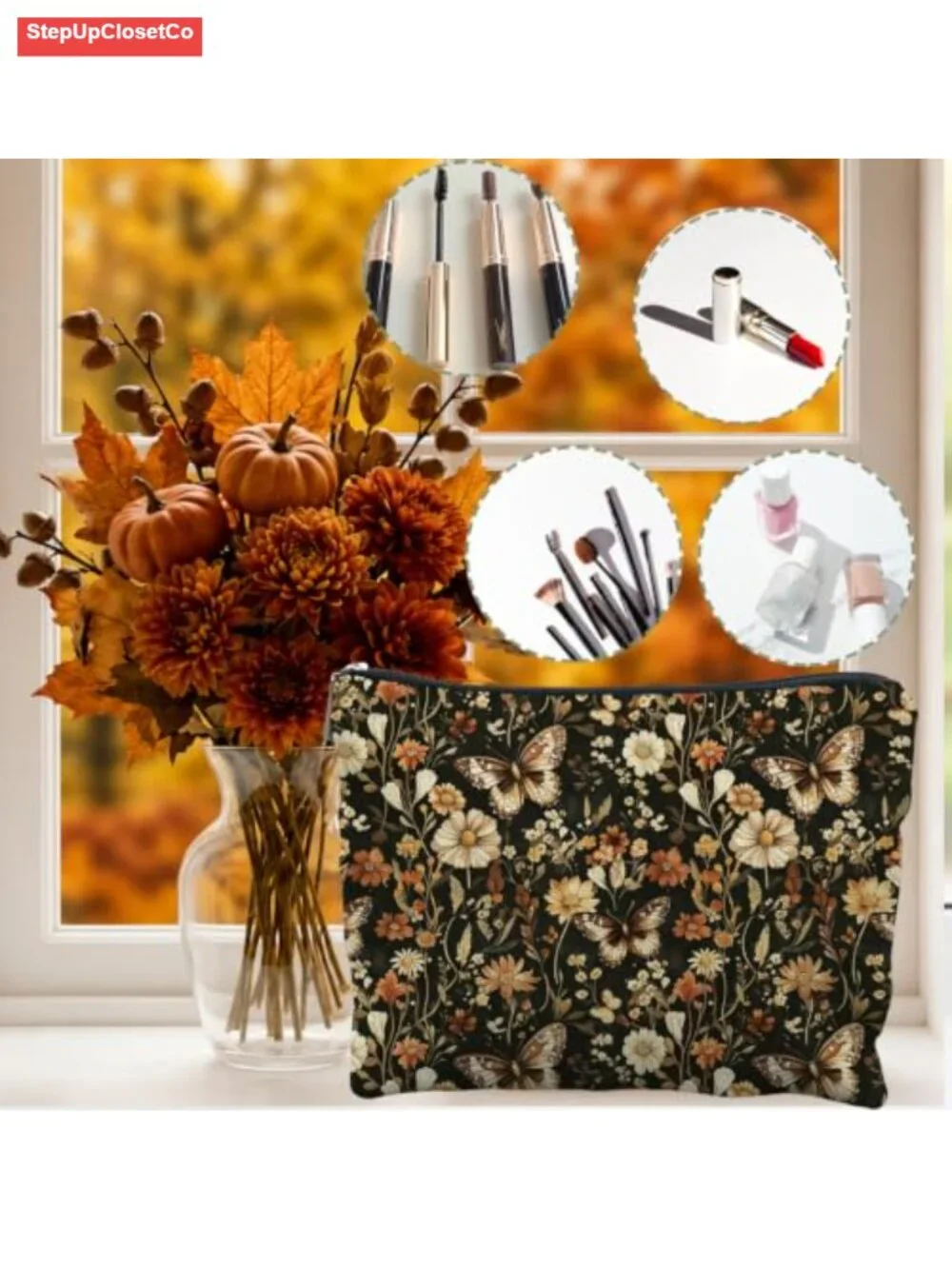Large Canvas Cosmetic Bag Travel Toiletry Organizer Linen Zipper Pouch Storage